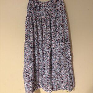 J.Crew Blue Red Floral Cotton Dress XL Vacation Dress Pockets - #3